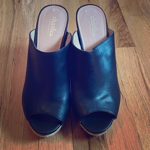 Black and Tan Charles David leather wedges.